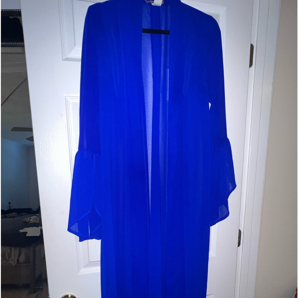Stylish Cobalt Blue Sheer Duster
